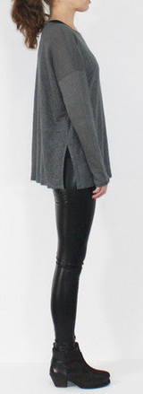 Nanavatee Linen Long Sleeve T-Shirt | Charcoal