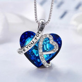 Blue Heart of the Ocean Heart-shaped Pendant Necklace