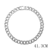 Caraquet Punk Hip Hop Cuban Link Chain Choker Necklace Iced Out Rapper Crystal Necklace Fashion Bling Rhinestone Jewelry Gift