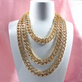 Caraquet Punk Hip Hop Cuban Link Chain Choker Necklace Iced Out Rapper Crystal Necklace Fashion Bling Rhinestone Jewelry Gift