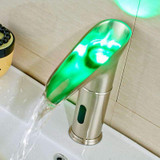 Automatic Sensor LED Waterfall Bathroom Sink Faucet