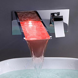 LED Waterfall Wall Mount Bathroom Faucet Mixer Tap