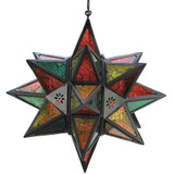 Jewel-Tone Multi-Color Star Candle Lantern