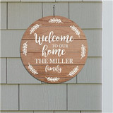 Personalized Welcome Leaves Round Sign