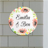 Personalized Watercolor Floral Frame 13" Round Circle Sign