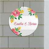 Personalized Watercolor Floral Background 13" Round Circle Sign