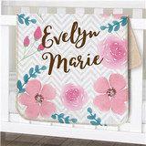 Personalized Watercolor Floral Baby Sherpa Blanket
