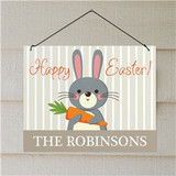 Personalized Bunny Holding Carrot Easter Wall Sign