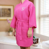 Embroidered Initial Waffle Weave Robe