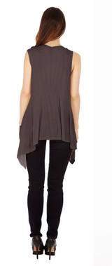 Dark Heather Gray Sleveless Cardigan
