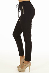 Women’s Black Smocked-Waist Pants