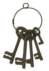 Cast Iron Set of Five Jailer Keys On Rings - 2 Sets