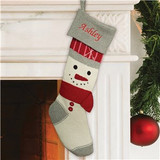 Embroidered Knit Snowman Stocking
