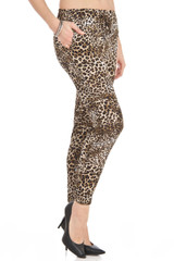 Brown Leopard Print Harem Style Jogger Pants