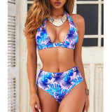 Sexy High Waist Dot Print Halter Push Up Bikini set