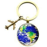 Map, Globe, or Death Star Keychain With Bronze or Silver Airplane