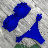 Sexy Push Up Strapless Stripe Patchwork Swim Suit