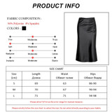 Casual Silk Black Knee-Length Office Lady High Waist Elegant Satin Skirt