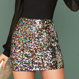 Multicolor Glamorous Colorful Sequin Skirt