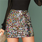 Multicolor Glamorous Colorful Sequin Skirt