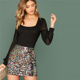 Multicolor Glamorous Colorful Sequin Skirt
