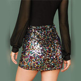 Multicolor Glamorous Colorful Sequin Skirt