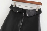 Sexy Asymmetry fur leather Zipper punk rock belt mini skirt