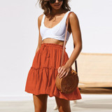 Solid Ruffles A-Line Pleated Lace Up Short SKirt