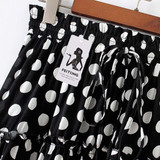 Fashion Polka Dot Print Ruffles A-Line Pleated Lace Up Short SKirt