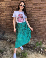 Pleated Skirt Vintage High Waist Skirt Solid Long Skirt