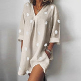 Fashion Polka Dot Sleeve Shirt Mini Dress
