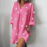 Fashion Polka Dot Sleeve Shirt Mini Dress