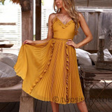 Sexy V Neck Sleeveless Sling Backless Elegant Ruffles Dress Sexy V Neck Sleeveless Sling Backless Elegant Ruffles Dress