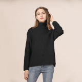 Casual Loose Autumn Winter Turtleneck Oversize Solid Knitted Sweater