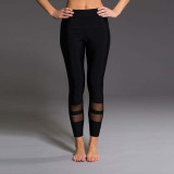 Fitness Solid Sport Leggings High Waist Mesh Leggings