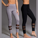 Fitness Solid Sport Leggings High Waist Mesh Leggings