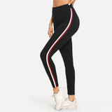 Black Wide Waist Striped Side Legging