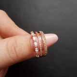 Multilayer Opening Design Cubic Zircon Ring