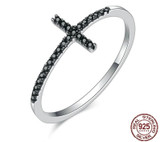 925 Sterling Silver Faith Cross Shape Finger Ring