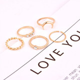 5pcs/set CZ Crystal Bohemian Moon Charms Ring