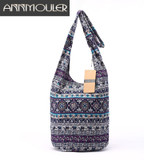 Cotton Fabric Large Capacity Crossbody Bag