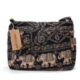 Cotton Fabric Crossbody Tribal Elephant Print Hobo Bag