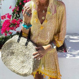 Bohemian Floral Printed Tassel Mini Dress