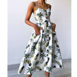 Bohemian Floral Tunic Pocket Female Striped Dresses