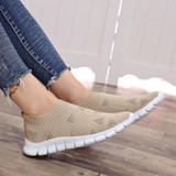 breathable air mesh summer slip on platform knitting flats soft couple walking sneakers