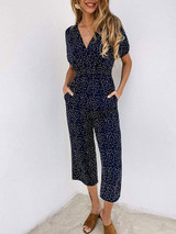 Summer High Waist Polka Dot Overalls Sleeve Rompers Jumpsuit Summer High Waist Polka Dot Overalls Sleeve Rompers Jumpsuit
