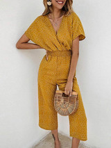 Summer High Waist Polka Dot Overalls Sleeve Rompers Jumpsuit Summer High Waist Polka Dot Overalls Sleeve Rompers Jumpsuit