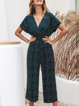 Summer High Waist Polka Dot Overalls Sleeve Rompers Jumpsuit Summer High Waist Polka Dot Overalls Sleeve Rompers Jumpsuit