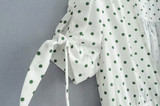 Polka Dot Long Dress Sexy Split White V Neck Party Dress