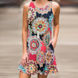 Summer Vintage Boho Maxi Evening Party Beach Floral Sleeveless A-Line dress